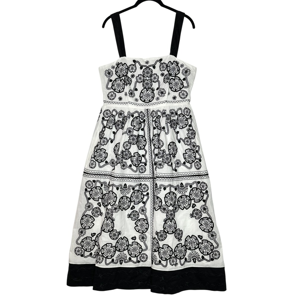 Johnny Was Jade Womens Mel Embroidered Midi Dress Small Floral Bobo Pockets and